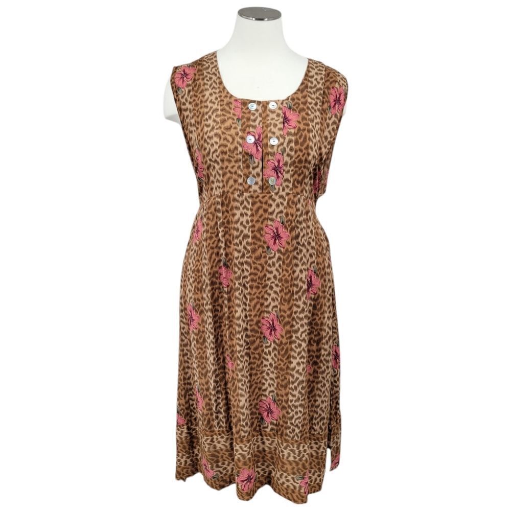 Southern Expressions Vtg Leopard Tropical Floral Dress Women's Plus Size 24W